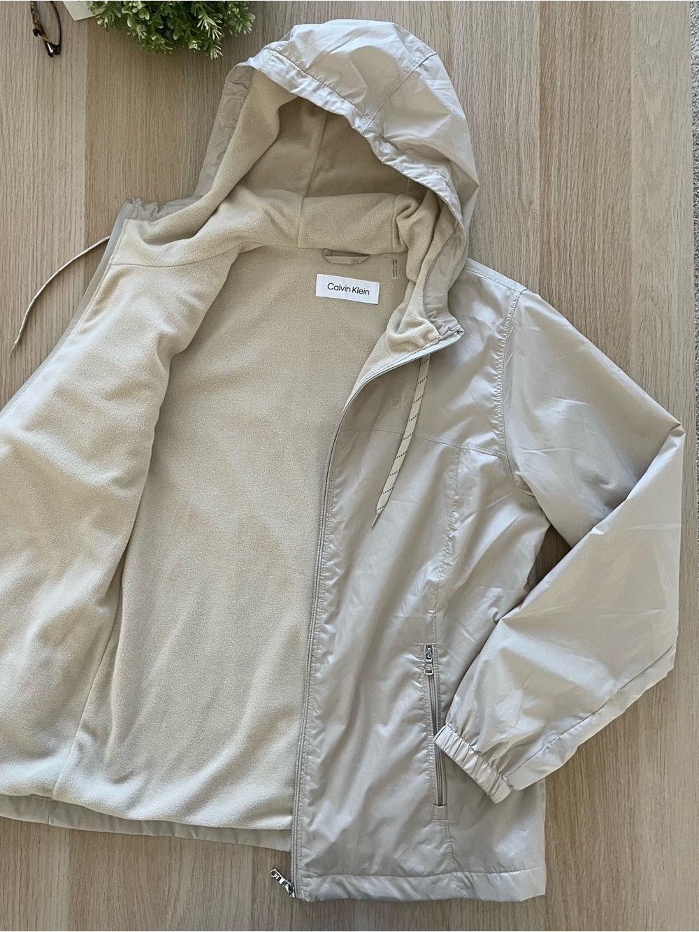 Calvin Klein Beige Hooded Bomber Jacket